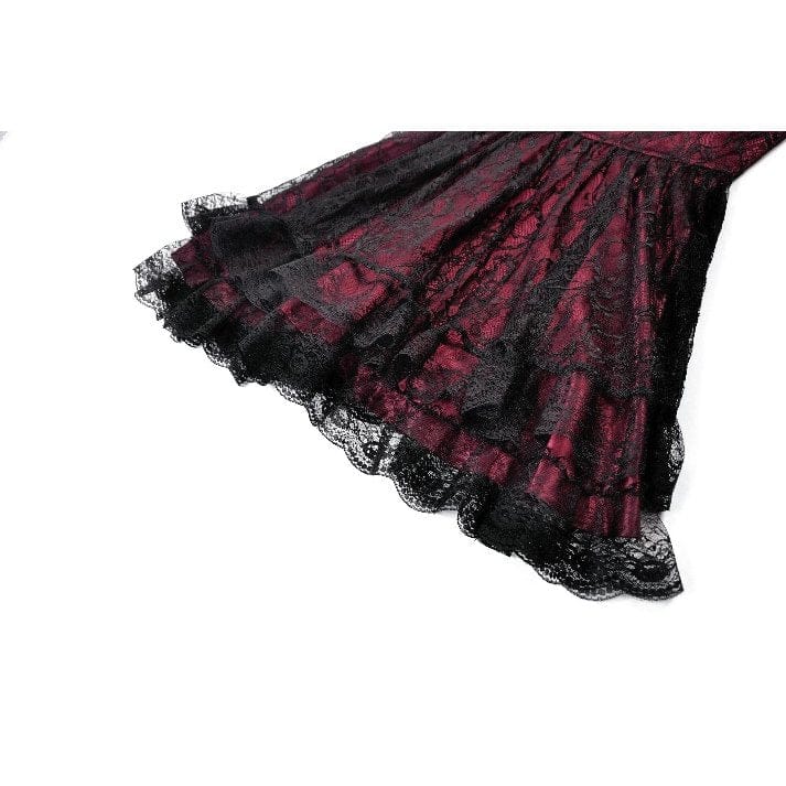 Darkinlove Women's Gothic Lace Star Square-cut Collar Short Sleeved Dress