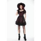 Darkinlove Women's Gothic Lace Star Square-cut Collar Short Sleeved Dress