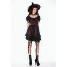 Darkinlove Women's Gothic Lace Star Square-cut Collar Short Sleeved Dress