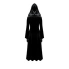 Darkinlove Women's Gothic Lace-up Colorblock Hooded Maxi Dress