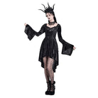 Darkinlove Women's Gothic Lace-up High/Low Hem Puff Flare Sleeve Short Dress