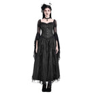 Darkinlove Women's Gothic Lace-up Jacquard Overbust Corset Black