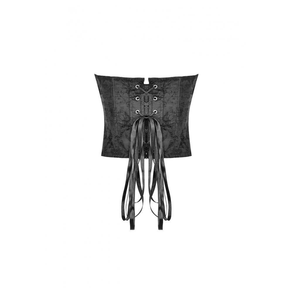 Darkinlove Women's Gothic Lace-up Jacquard Overbust Corset Black