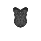 Darkinlove Women's Gothic Lace-up Jacquard Overbust Corset Black