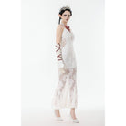 Darkinlove Women's Gothic Lace-up Lace Slip White Dress