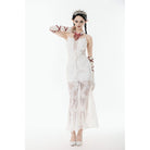 Darkinlove Women's Gothic Lace-up Lace Slip White Dress