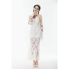 Darkinlove Women's Gothic Lace-up Lace Slip White Dress