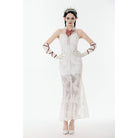 Darkinlove Women's Gothic Lace-up Lace Slip White Dress