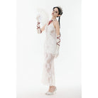 Darkinlove Women's Gothic Lace-up Lace Slip White Dress