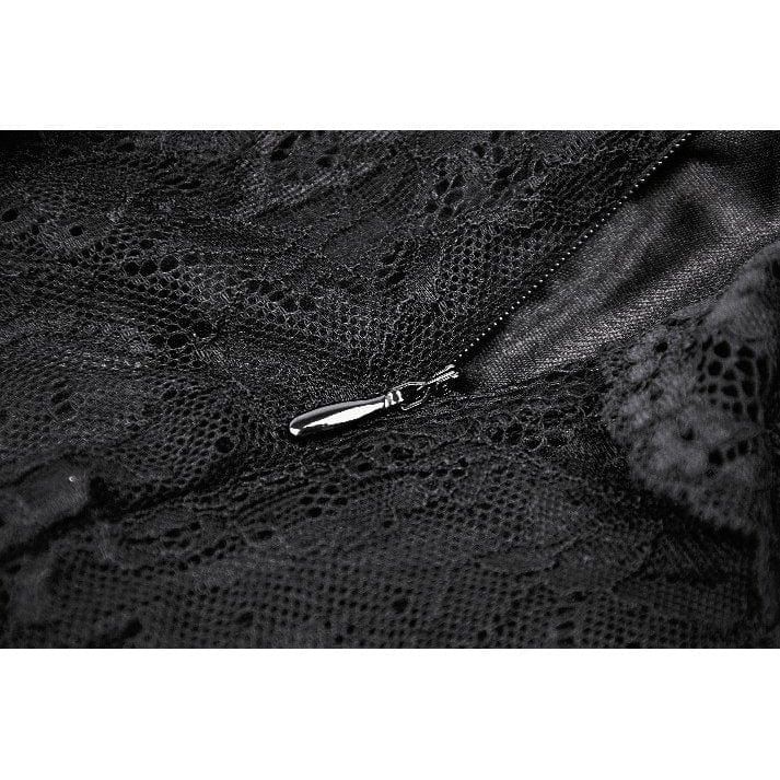 Darkinlove Women's Gothic Lace-up Mesh Splice Lace Fishtailed Skirt