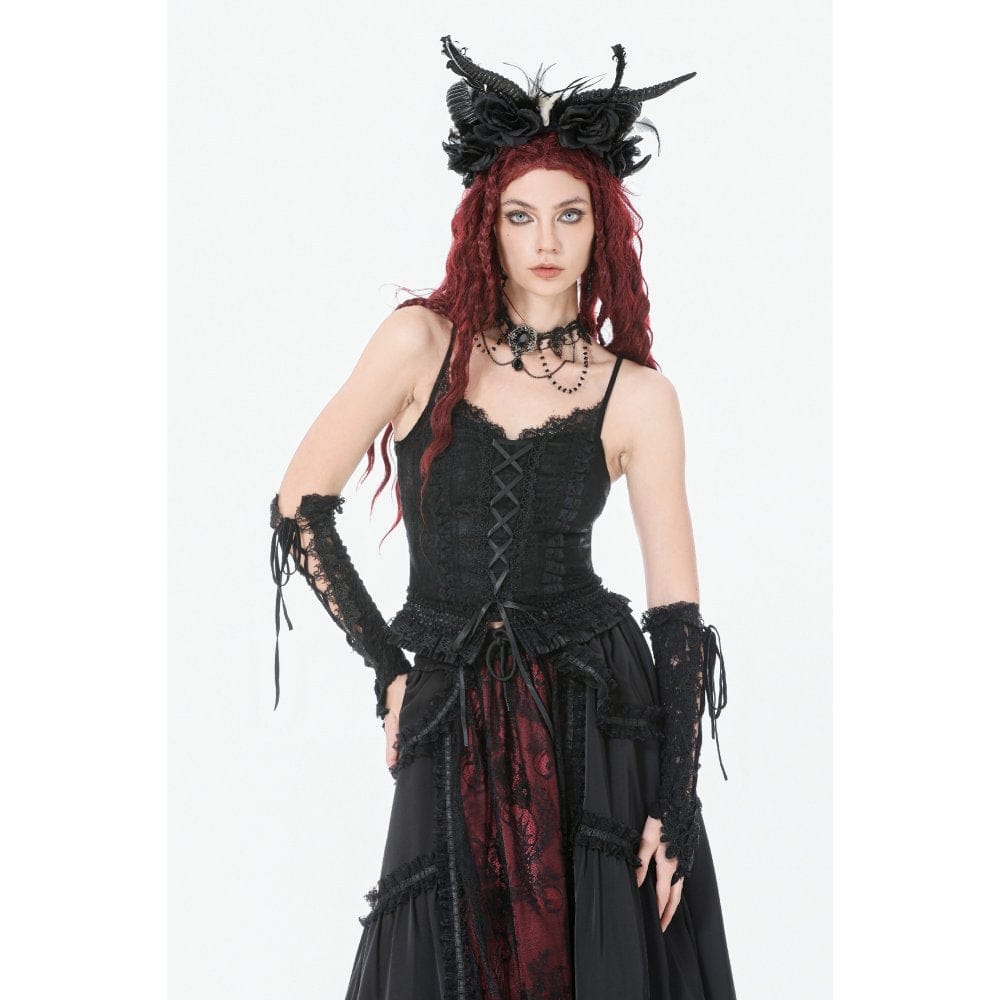 Darkinlove Women's Gothic Lace-up Pleated Bustier