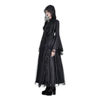 Darkinlove Women's Gothic Lace-up Plunging V-neck Lace Hood Flare Sleeve Blouse