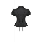 Darkinlove Women's Gothic Lace-up Puff Short Sleeved Shirt with Detachable Bow Tie