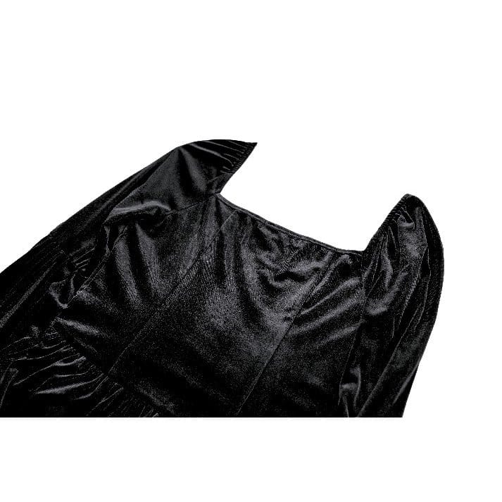 Darkinlove Women's Gothic Lace-up Ruffle Flare Sleeve Maxi Dress Black