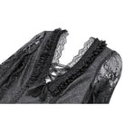Darkinlove Women's Gothic Lace-up Ruffle Floral Lace Bishop Sleeve Top