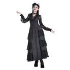 Darkinlove Women's Gothic Lace-up Ruffle Floral Lace Bishop Sleeve Top