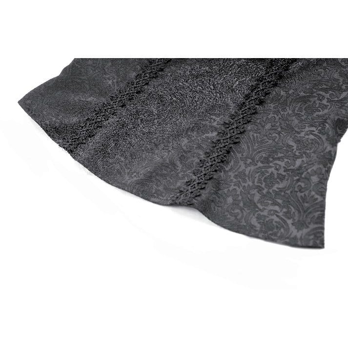 Darkinlove Women's Gothic Lace-up Ruffle Floral Lace Bishop Sleeve Top