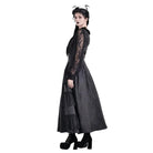 Darkinlove Women's Gothic Lace-up Ruffle Floral Lace Bishop Sleeve Top