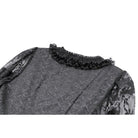 Darkinlove Women's Gothic Lace-up Ruffle Floral Lace Bishop Sleeve Top