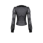 Darkinlove Women's Gothic Lace-up Ruffle Floral Lace Bishop Sleeve Top