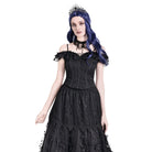 Darkinlove Women's Gothic Lace-up Ruffle Off-shoulder Lace Top