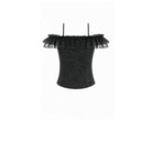Darkinlove Women's Gothic Lace-up Ruffle Off-shoulder Lace Top