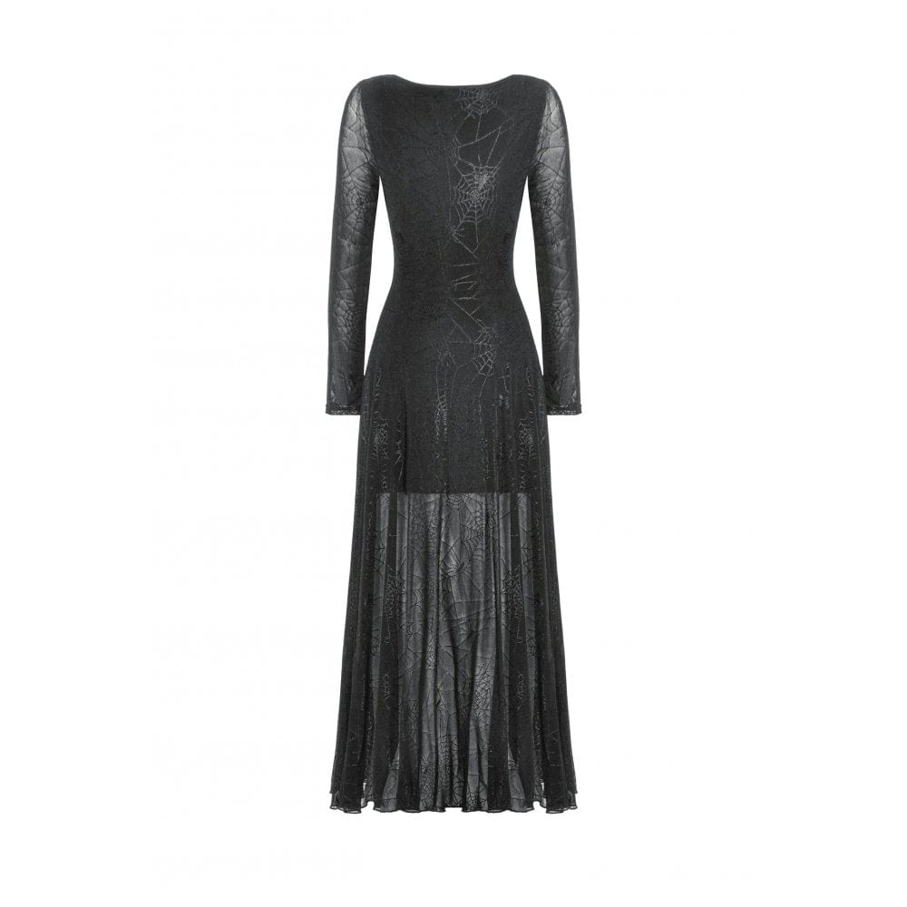 Darkinlove Women's Gothic Lace-up Spiderweb Witch Dress