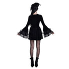 Darkinlove Women's Gothic Lace-up Square-cut Collar Flare Sleeve Dress