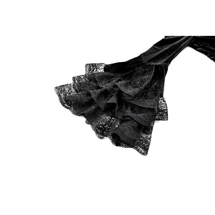 Darkinlove Women's Gothic Lace-up Square-cut Collar Flare Sleeve Dress