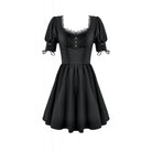 Darkinlove Women's Gothic Lace-up Square-cut Collar Puff Short Sleeved Dress