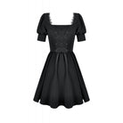 Darkinlove Women's Gothic Lace-up Square-cut Collar Puff Short Sleeved Dress