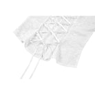 Darkinlove Women's Gothic Lace-up Turn-down Collar Puff Flare Sleeve Blouse