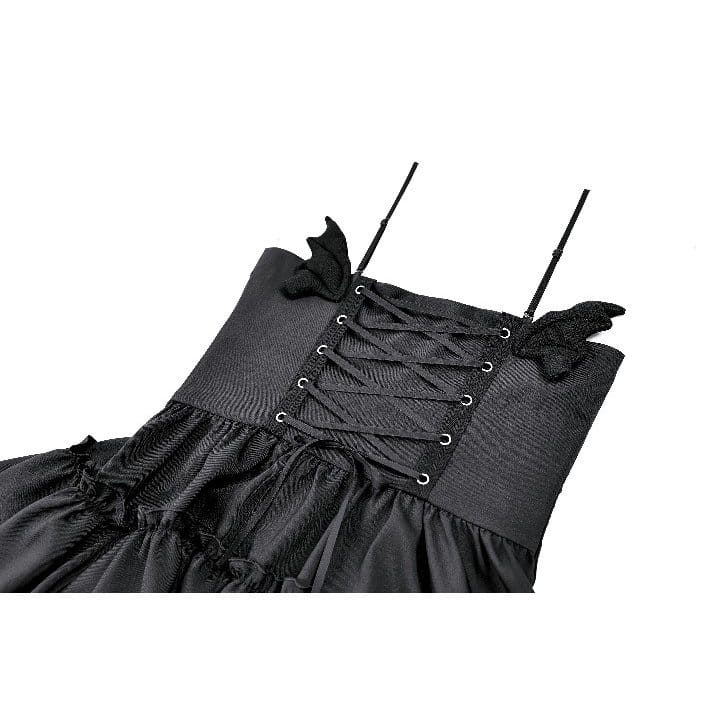Darkinlove Women's Gothic Lace-up Two-tone Layered Ruffle Hem Slip Dress