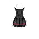 Darkinlove Women's Gothic Lace-up Two-tone Layered Ruffle Hem Slip Dress