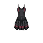 Darkinlove Women's Gothic Lace-up Two-tone Layered Ruffle Hem Slip Dress