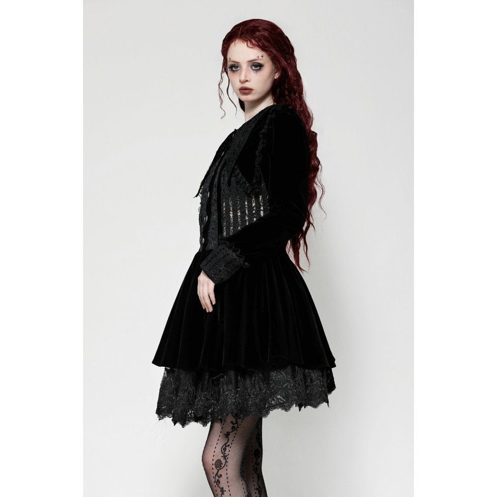 Darkinlove Women's Gothic Lace Velvet Short Dress