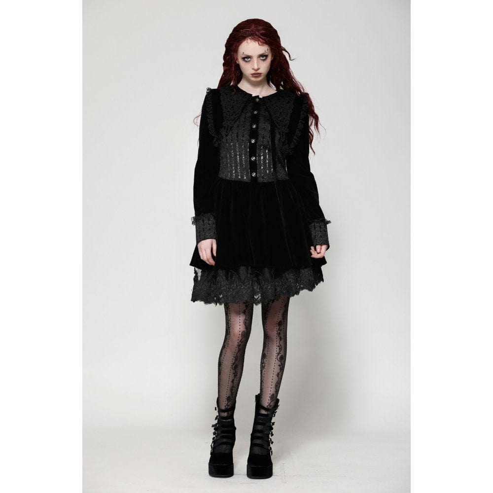 Darkinlove Women's Gothic Lace Velvet Short Dress