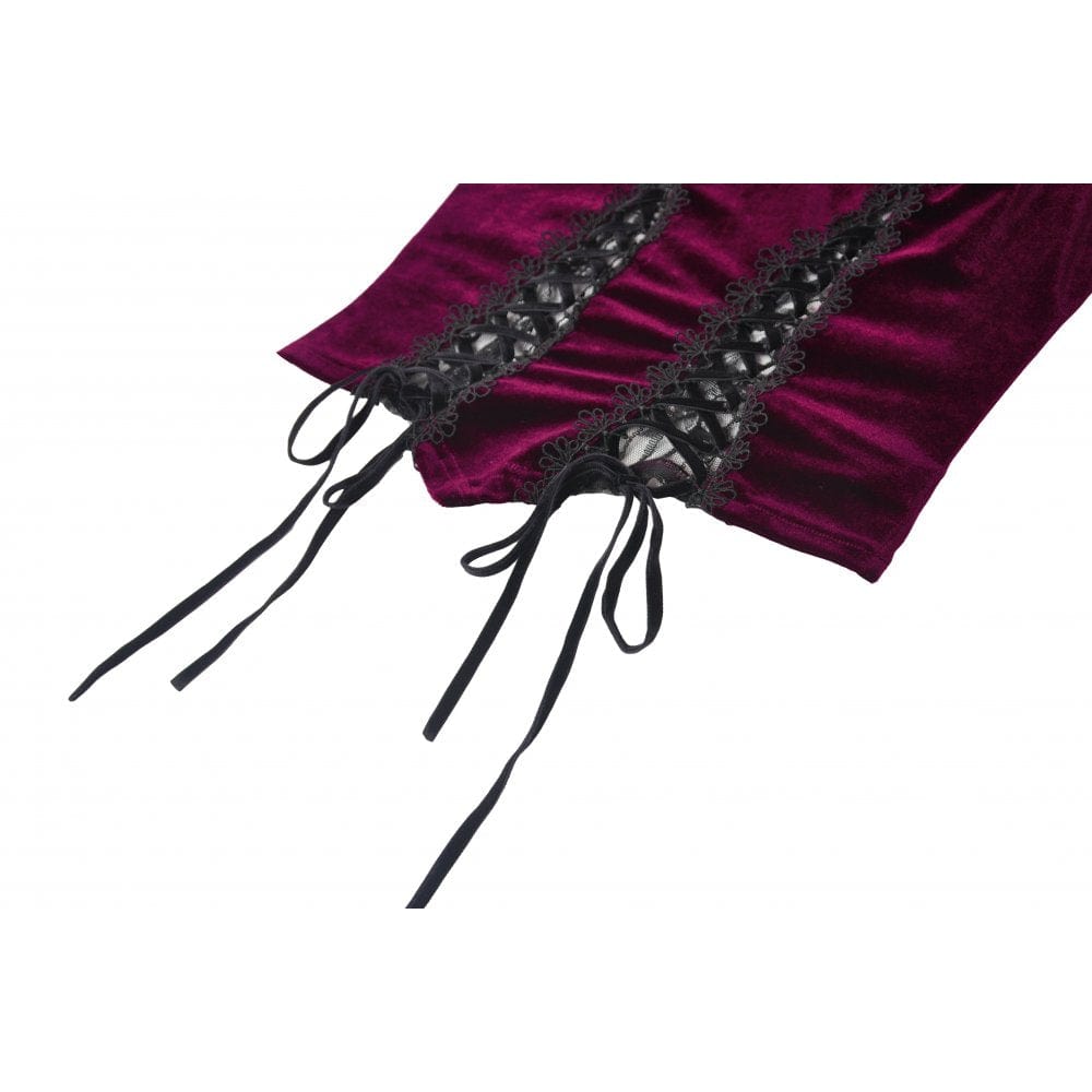 Darkinlove Women's Gothic Lacing-up Velet Tank Top