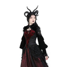 Darkinlove Women's Gothic Lantern Sleeved Lace Splice Velvet Cape