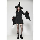 Darkinlove Women's Gothic Lapel Collar Flared Sleeved Witch Dress