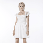 Darkinlove Women's Gothic Layered Collar Strappy White Dress