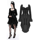 Darkinlove Women's Gothic Layered High-low Velvet Dress