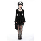 Darkinlove Women's Gothic Layered High-low Velvet Dress