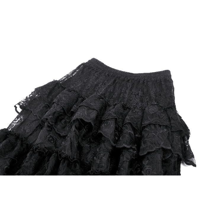 Darkinlove Women's Gothic Layered Lace Long Skirt