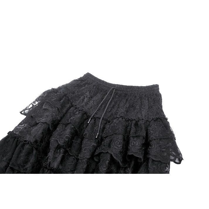 Darkinlove Women's Gothic Layered Lace Long Skirt