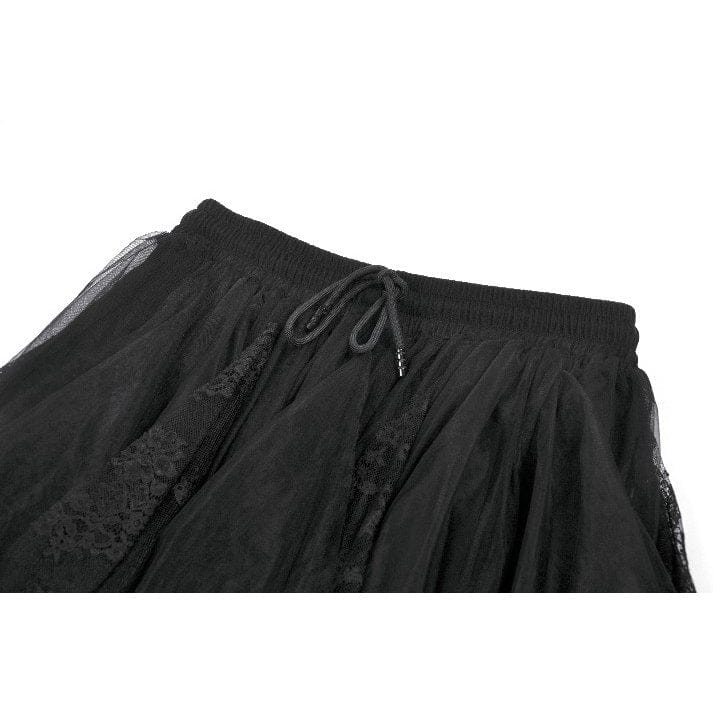Darkinlove Women's Gothic Layered Lace Mesh Streamer Skirt