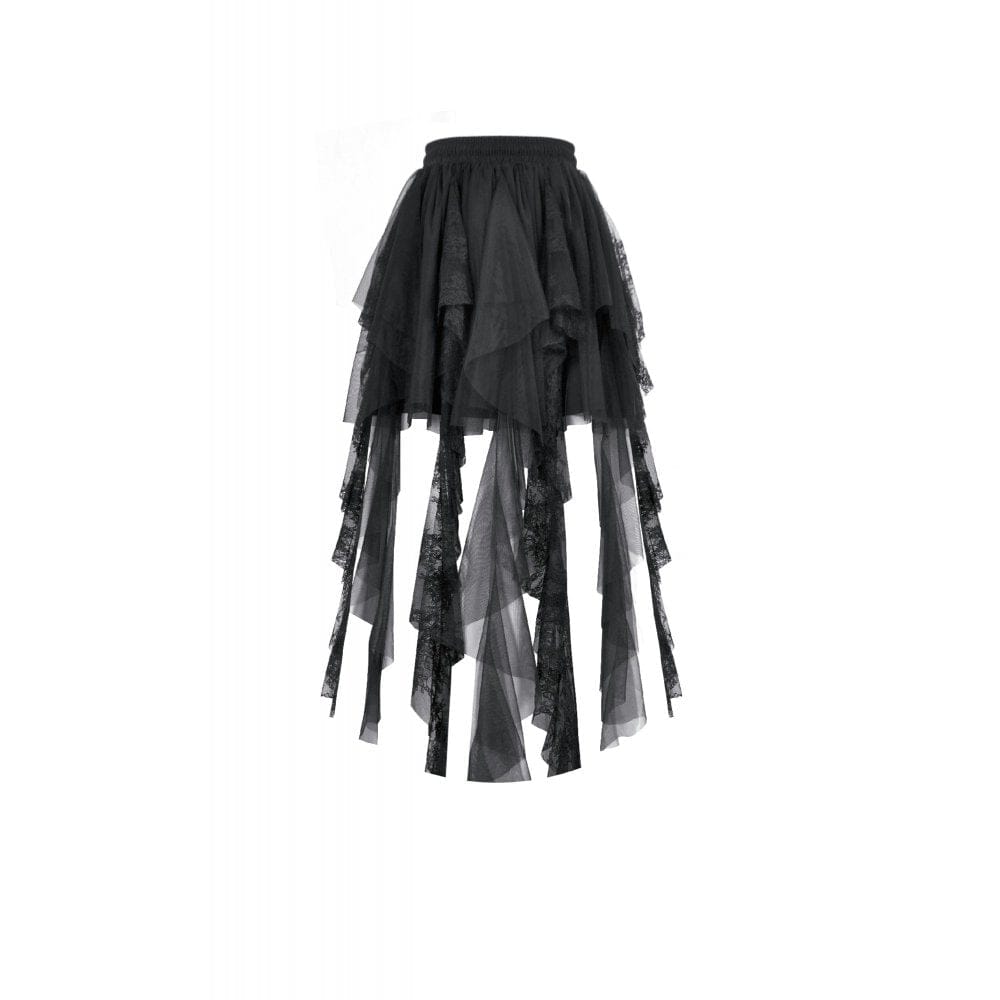 Darkinlove Women's Gothic Layered Lace Mesh Streamer Skirt