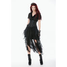 Darkinlove Women's Gothic Layered Lace Mesh Streamer Skirt
