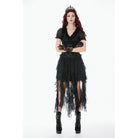 Darkinlove Women's Gothic Layered Lace Mesh Streamer Skirt