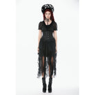 Darkinlove Women's Gothic Layered Lace Mesh Streamer Skirt